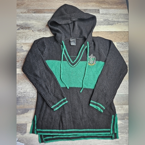 Harry Potter Slytherin Hooded Sweater Black Green Adult Medium - Picture 3 of 9